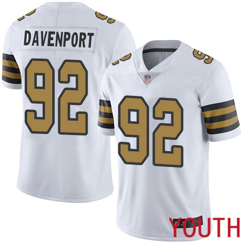 New Orleans Saints Limited White Youth Marcus Davenport Jersey NFL Football #92 Rush Vapor Untouchable Jersey->youth nfl jersey->Youth Jersey
